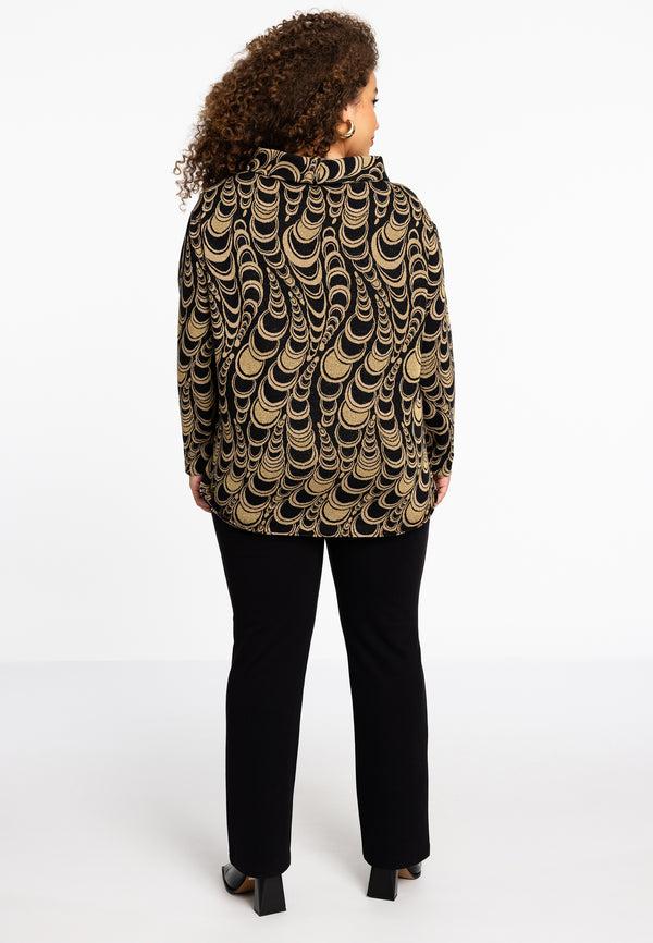 Yoek Tunic Wide Collar CIRCLE - Zwart