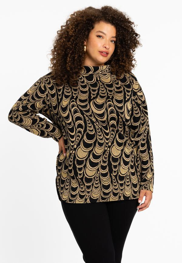 yoek Tunic wide collar CIRCLE - Zwart