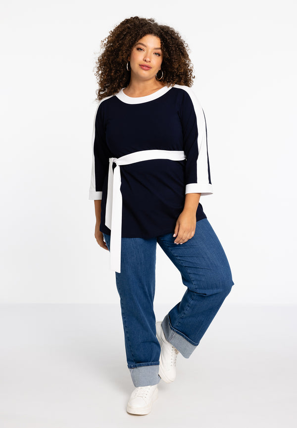 Yoek Tuniek A-lijn Belted VITA - Blauw