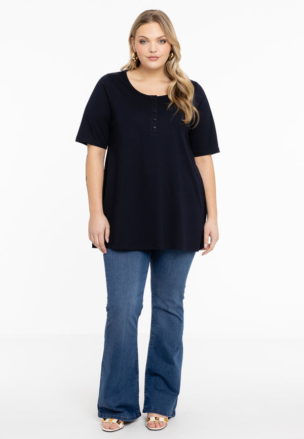 Yoek Tuniek Flare Fit COTTON - Blauw