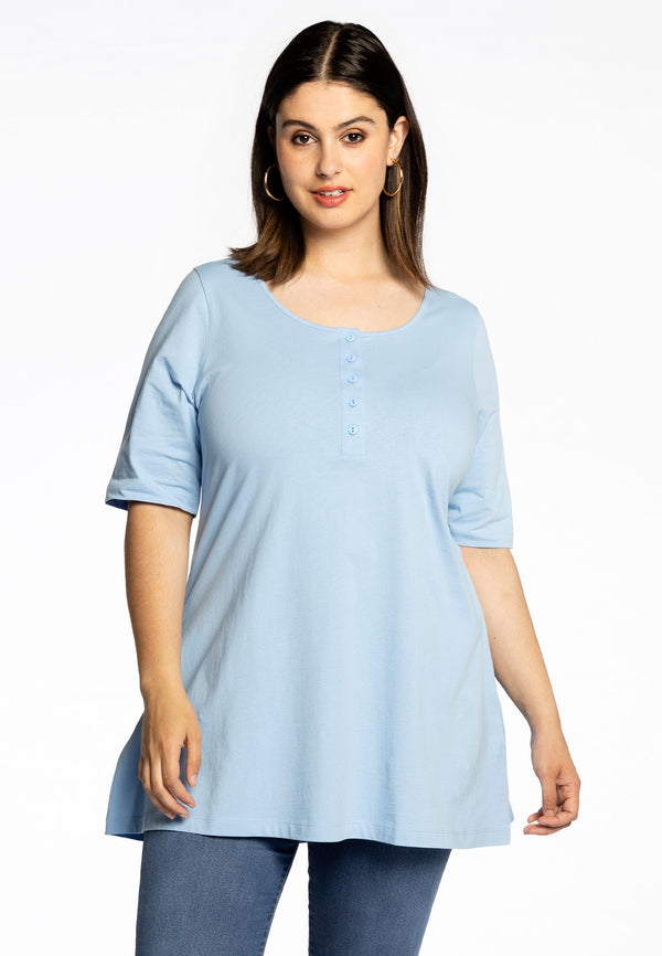 yoek Tuniek flare fit COTTON - light blue
