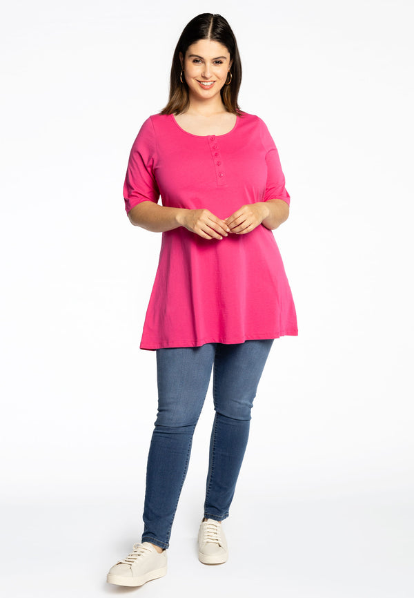 Yoek Tuniek Flare Fit COTTON - Roze