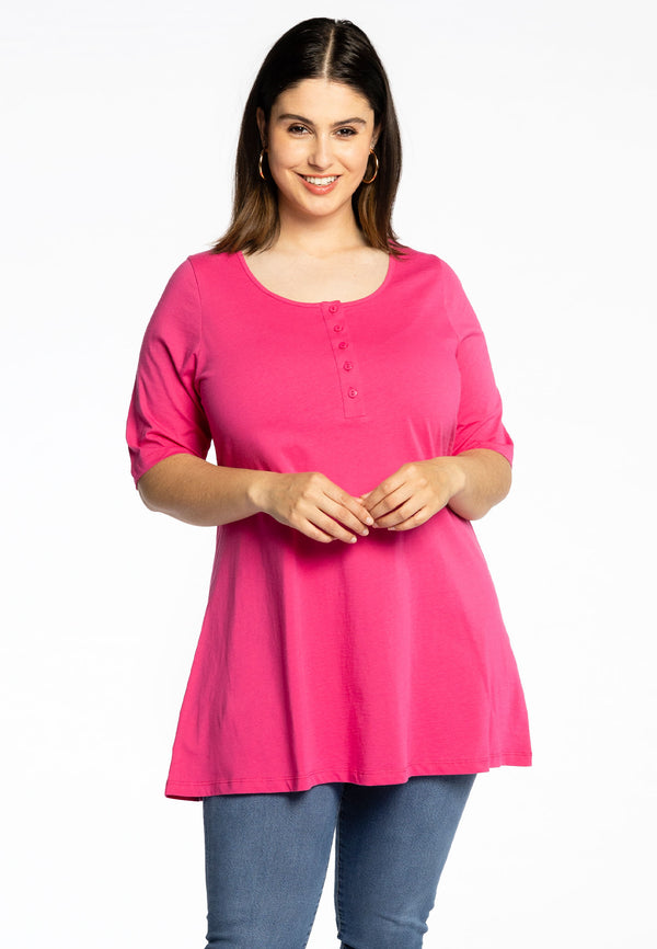 yoek Tuniek flare fit COTTON - Roze