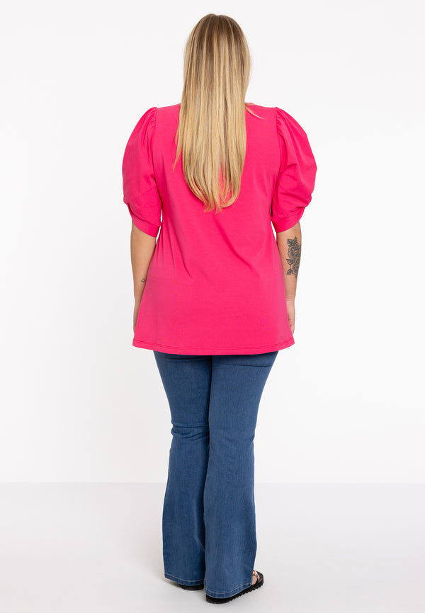 Yoek Tuniek Flare Met Pofmouwen COTTON - Roze