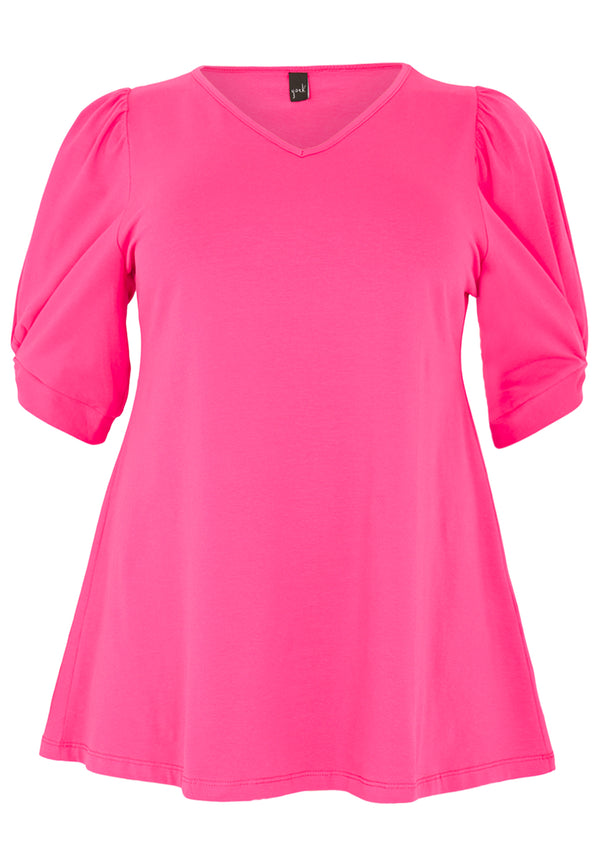 Yoek Tuniek Flare Met Pofmouwen COTTON - Roze