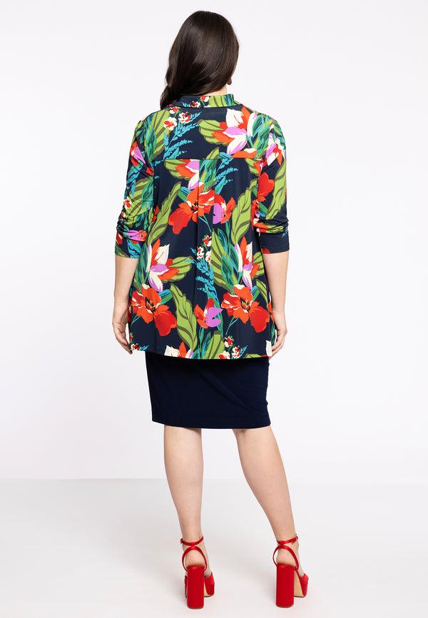 Yoek Tuniek Flare Met Watervalhals JANICE - Blauw