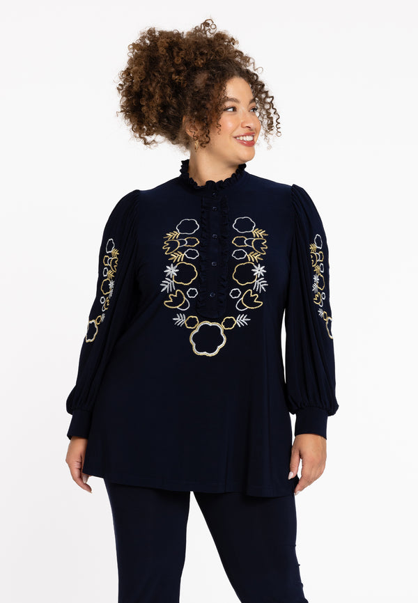 yoek Tuniek geborduurd DOLCE - Blauw