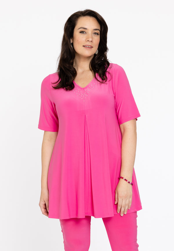 yoek Tuniek geplooid met glitters DOLCE - Roze