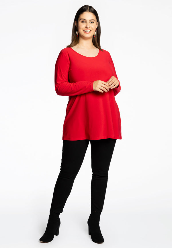 Yoek Tuniek Lange Mouwen Flare DOLCE - Rood