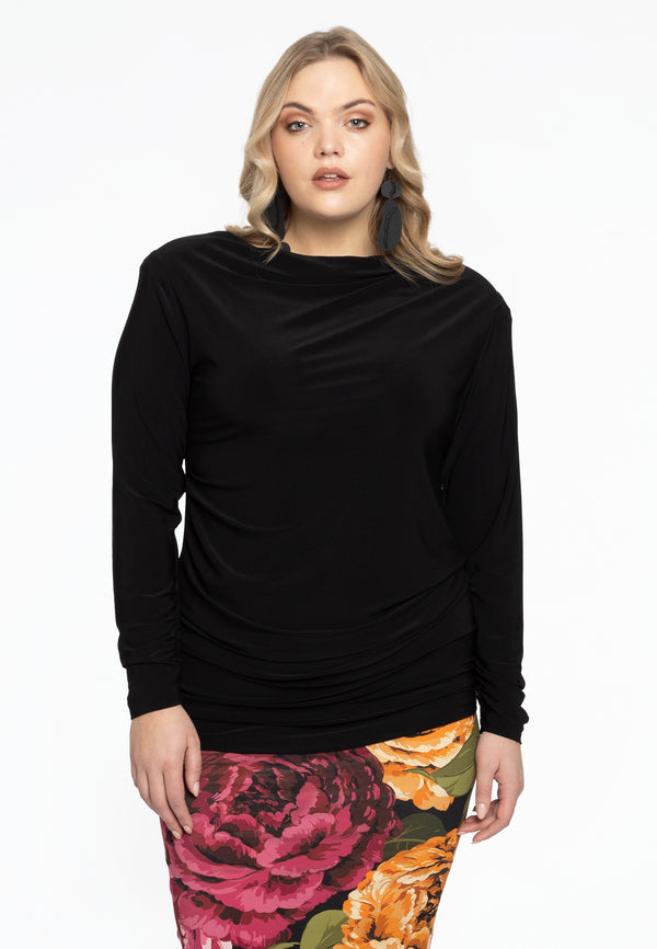 Yoek Tuniek Met Plooien DOLCE - Zwart