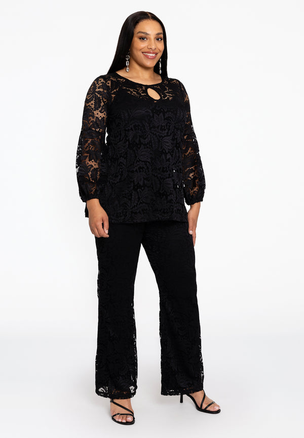 Yoek Tuniek Met Pofmouw LACE - Zwart