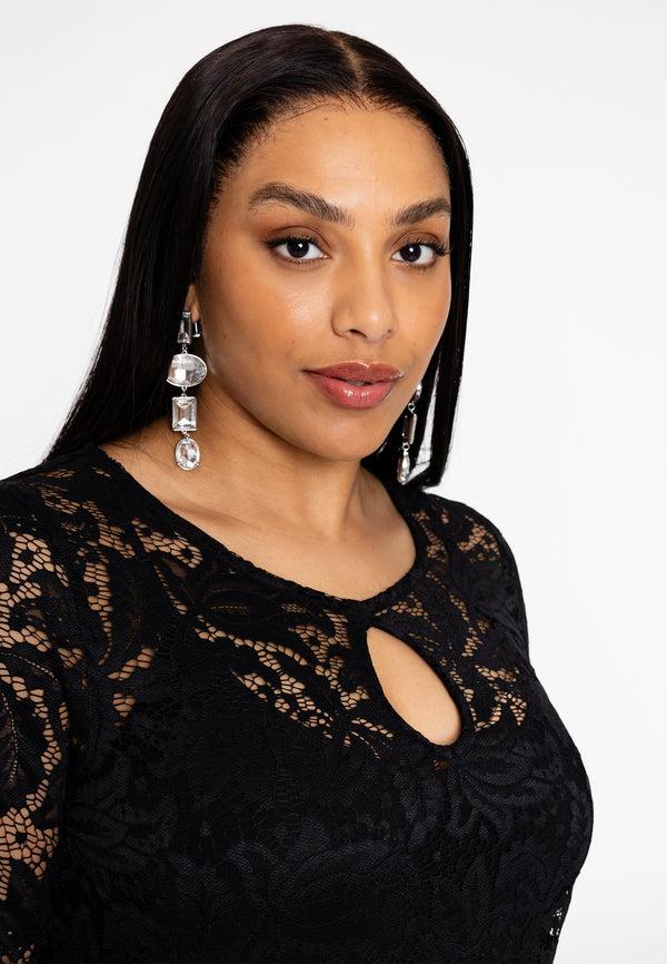 Yoek Tuniek Met Pofmouw LACE - Zwart