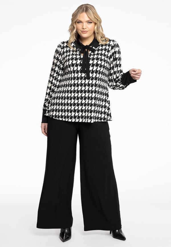 Yoek Tuniek Met Strik PIED DE POULE - Zwart