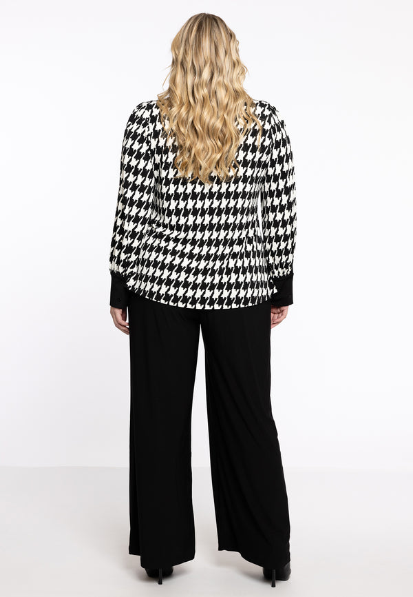 Yoek Tuniek Met Strik PIED DE POULE - Zwart