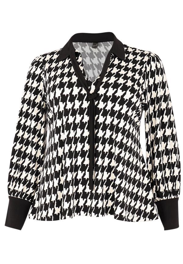 Yoek Tuniek Met Strik PIED DE POULE - Zwart