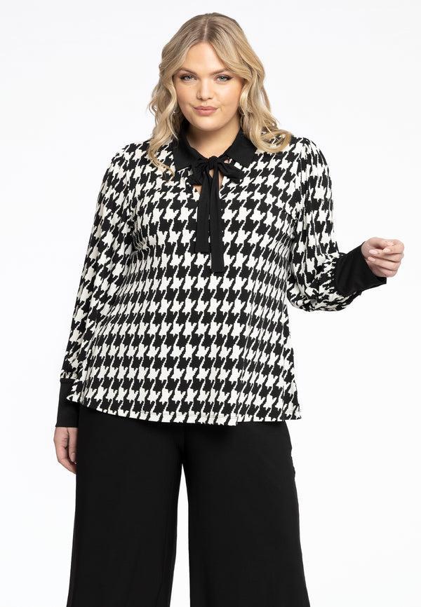 yoek Tuniek met strik PIED DE POULE - Zwart