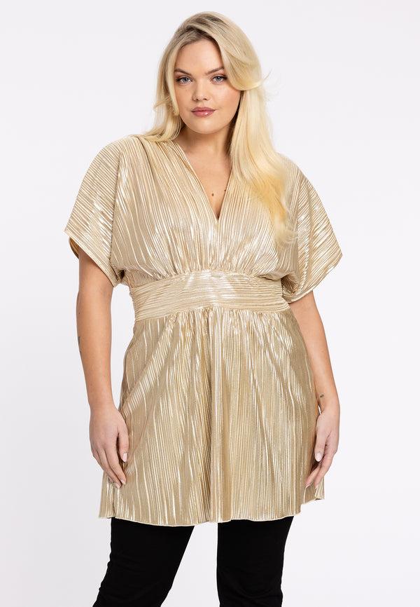 yoek Tuniek plisse HANNELORE - Goud