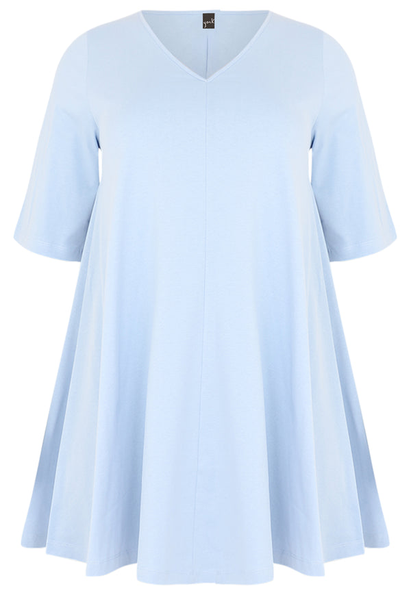 Yoek Tuniek Swing Korte Mouw COTTON - Light Blue
