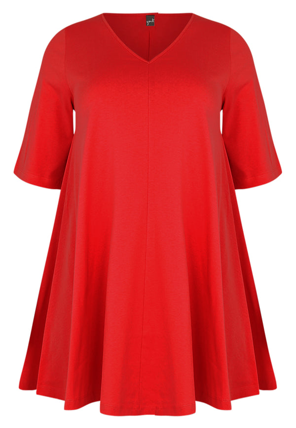 Yoek Tuniek Swing Korte Mouw COTTON - Rood