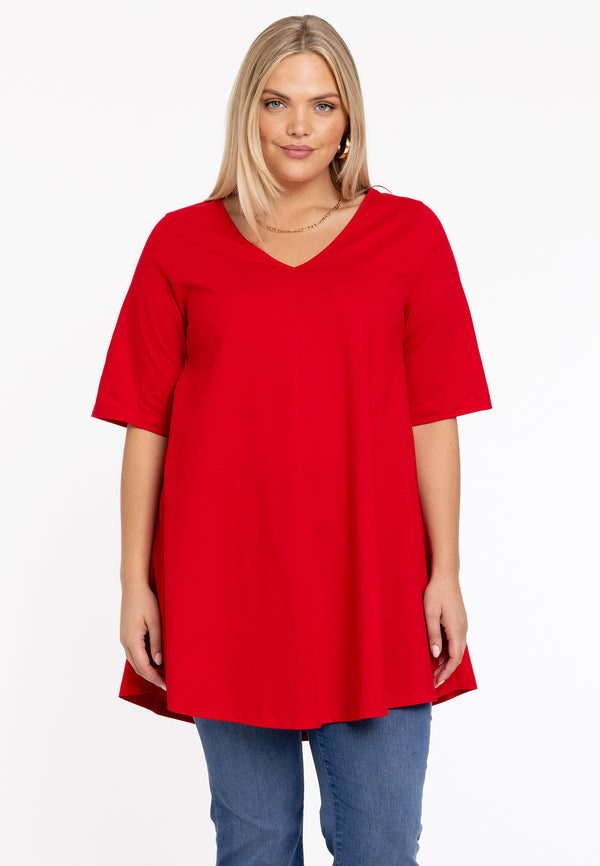 yoek Tuniek Swing korte mouw COTTON - Rood