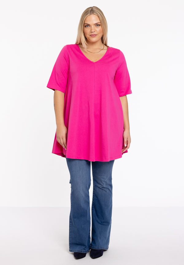 Yoek Tuniek Swing Korte Mouw COTTON - Roze