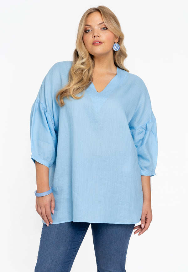 yoek Tuniek v-hals - light blue