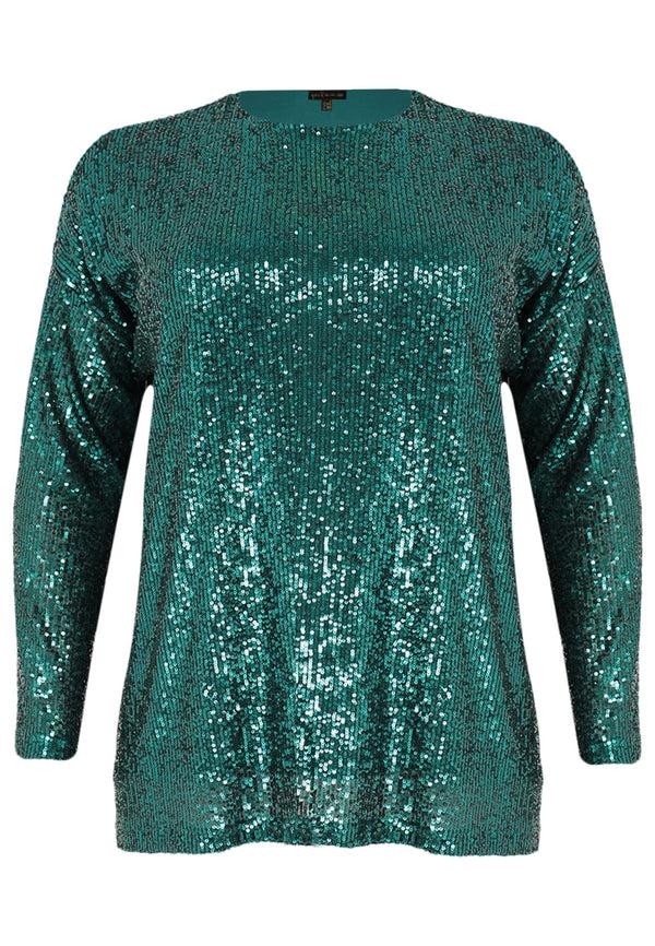 Yoek Tuniek Vierkant Met Pailletten - Groen