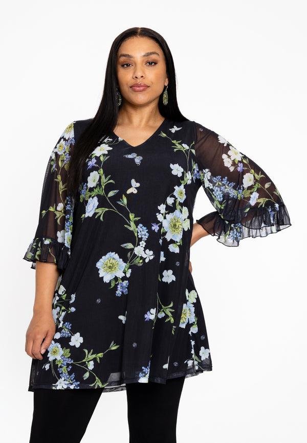 yoek Tuniek wide bottom BLUETT - Zwart