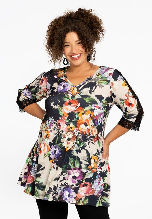 yoek Tuniek wide bottom BOUQUET - mid brown