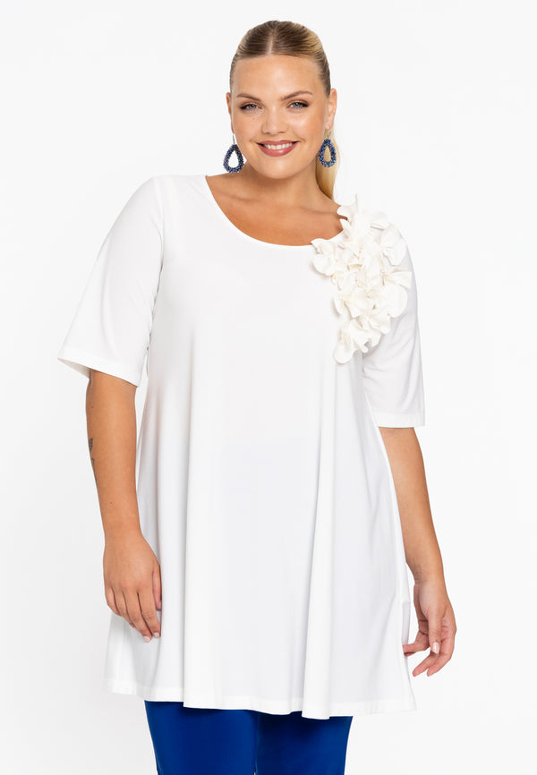 yoek Tuniek wide bottom CORSAGE - ecru