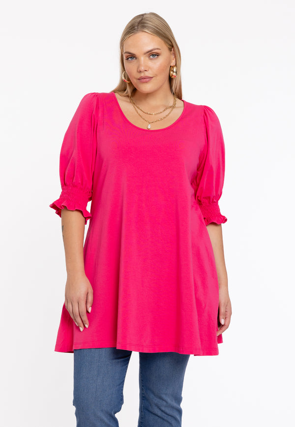 yoek Tuniek wide bottom COTTON - Roze