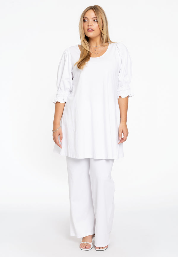 Yoek Tuniek Wide Bottom COTTON - Wit