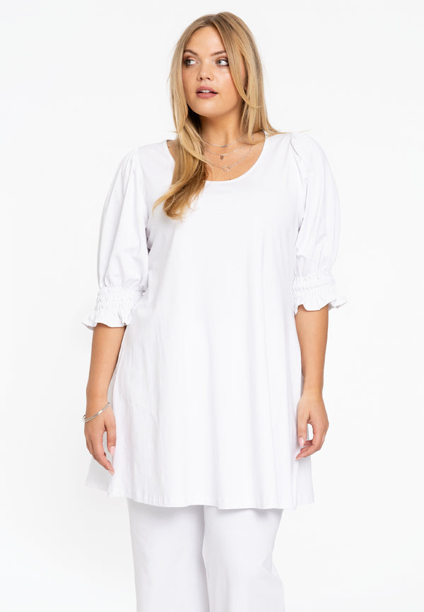yoek Tuniek wide bottom COTTON - Wit