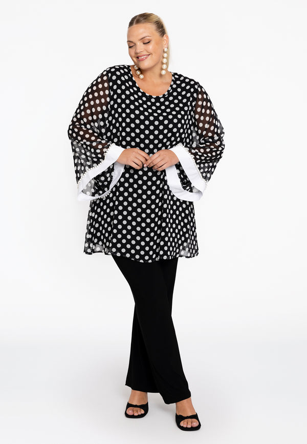 Yoek Tuniek Wide Bottom DOTS - Zwart