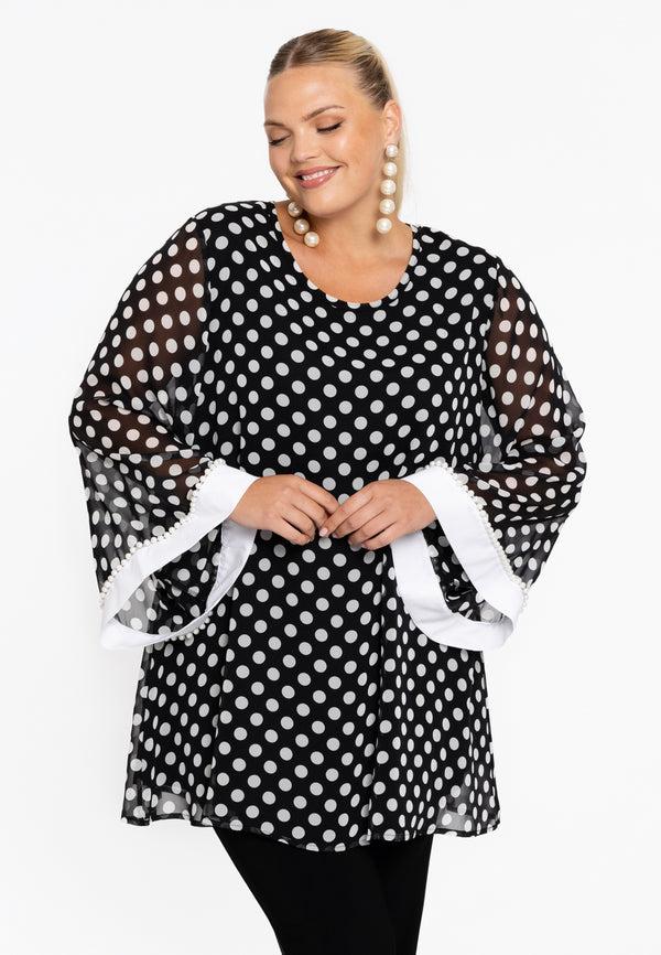 yoek Tuniek wide bottom DOTS - Zwart