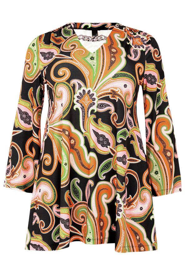 Yoek Tuniek Wide Bottom PAISLEY - Zwart