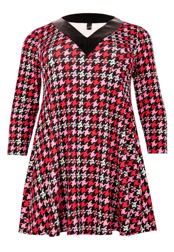 Yoek Tuniek Wide Bottom PIED DE POULE - Rood