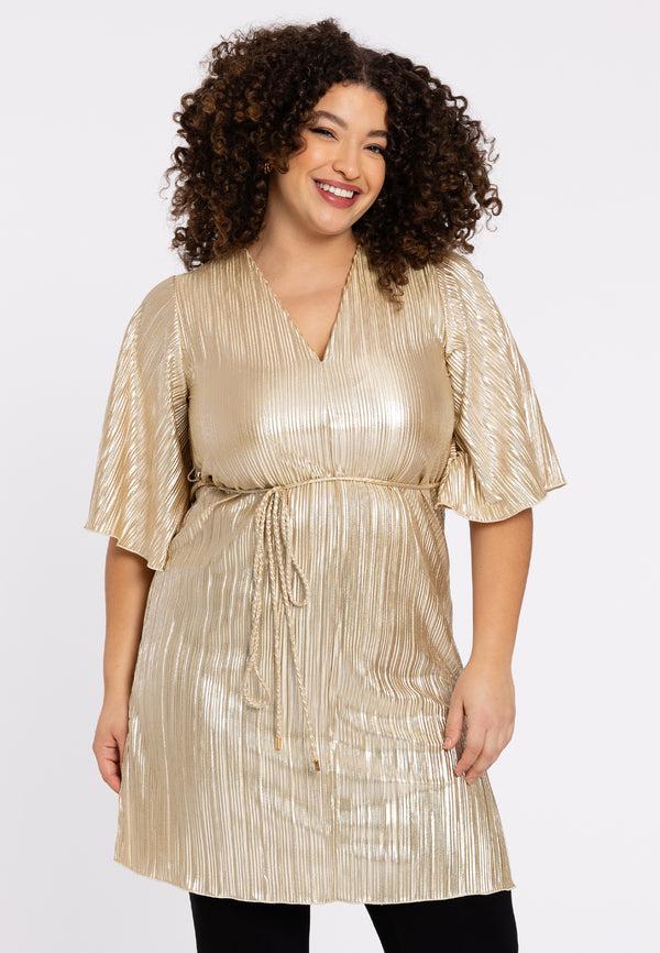 yoek Tuniek wide bottom plisse HANNELORE - Goud