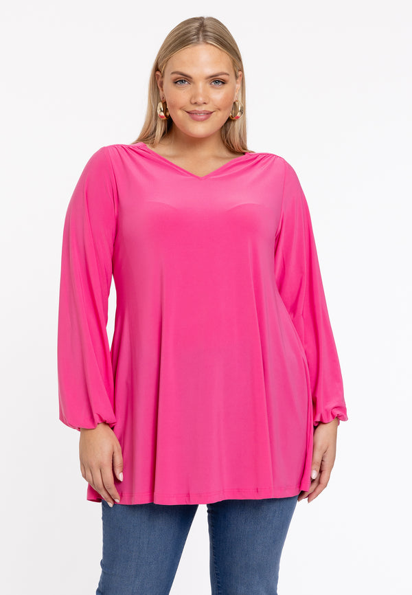 yoek Tuniek wide bottom V-hals Dolce - Roze