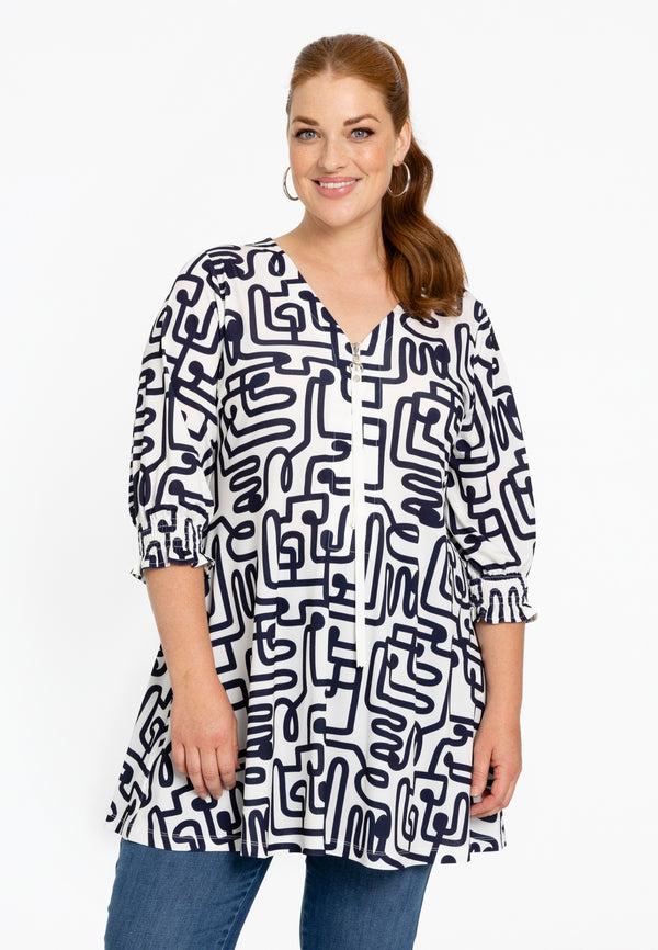 yoek Tuniek wide bottom ziptape MAZE - Wit