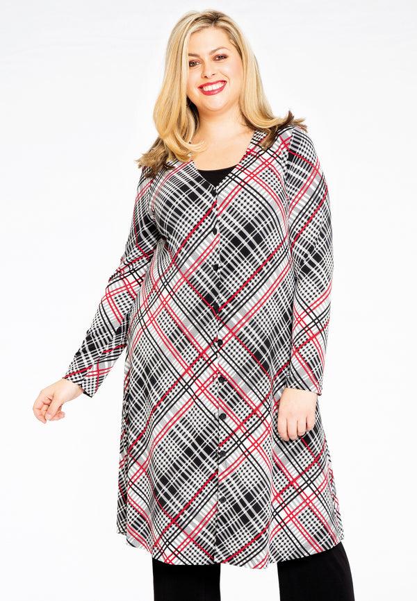 yoek Vest wide bottom CHECK - Zwart