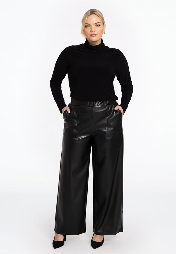Yoek Wijde Broek FAUX - Zwart