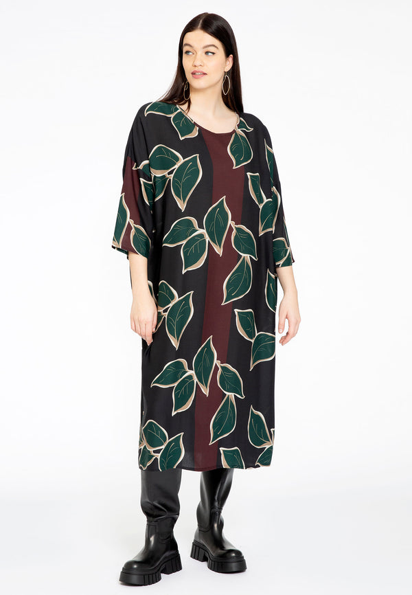 Yoek Wijde Jurk SYLVAN - Zwart