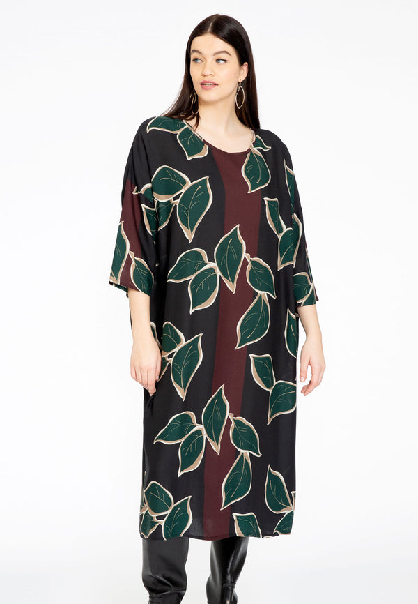 yoek Wijde jurk SYLVAN - Zwart