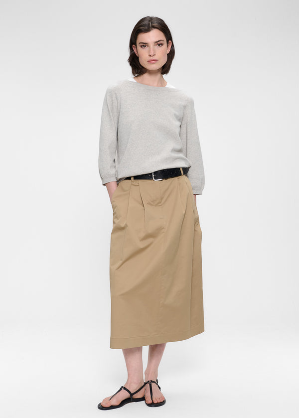 zenggi COTTON CASHMERE BOATNECK TOP LIGHT GREY MELANGE