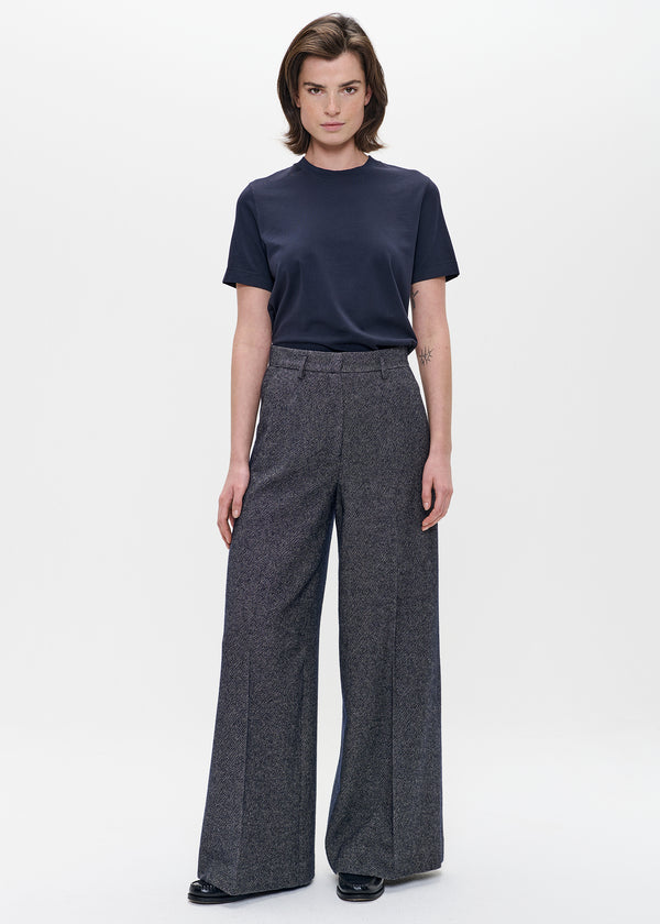 zenggi COTTON WOOL MIX WIDE LEG PANTS | MIDNIGHT BLUE