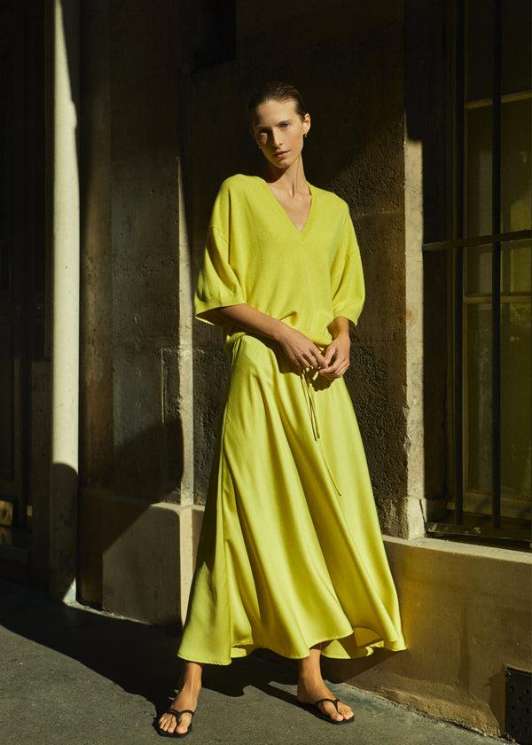 zenggi CASHMERE V-NECK TOP LIMONCELLO