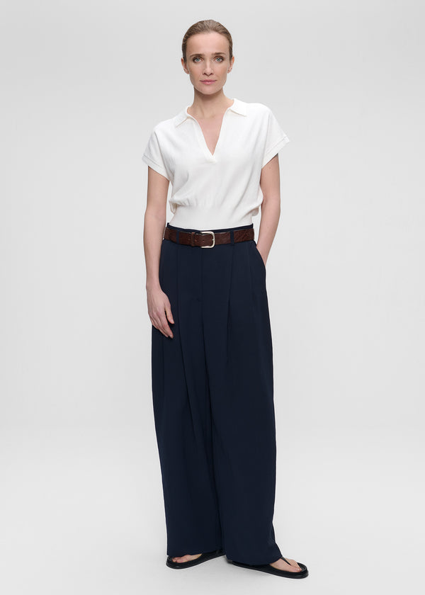 zenggi COTTON CASHMERE POLO TOP WHITE