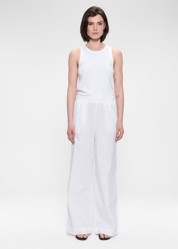 zenggi COTTON WIDE LEG PANTS WHITE