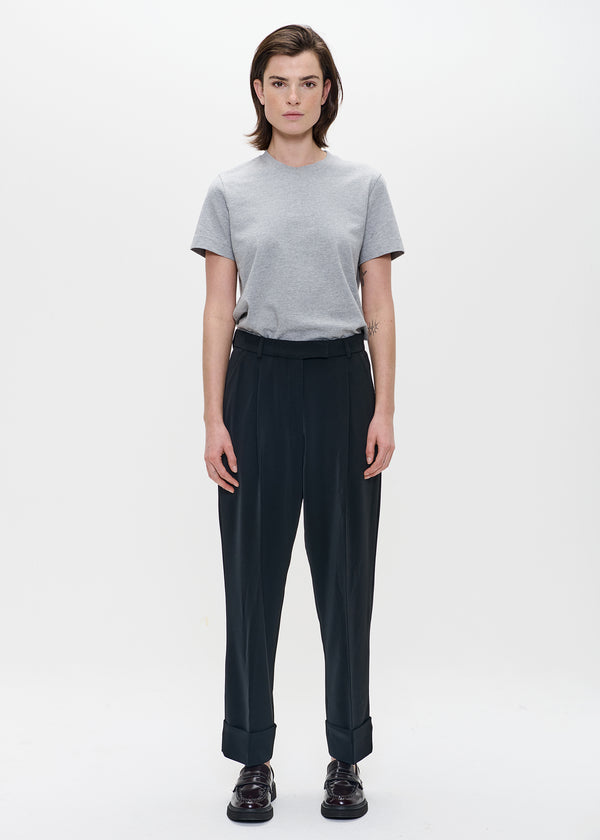 zenggi DOUBLE WEAVE CROPPED PANTS BLACK